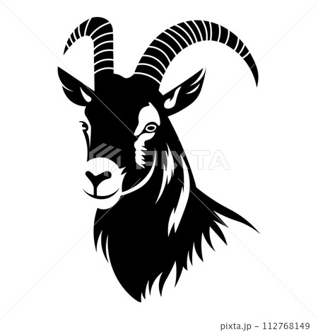 black vector goat icon on white background 112768149