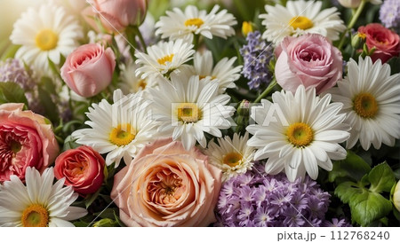 Bright floral background. Spring summer...のイラスト素材 [112768240] - PIXTA