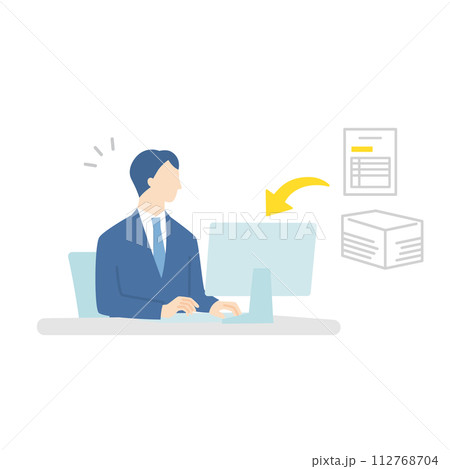 DX化や電子データを作成するビジネスマン　上半身 112768704