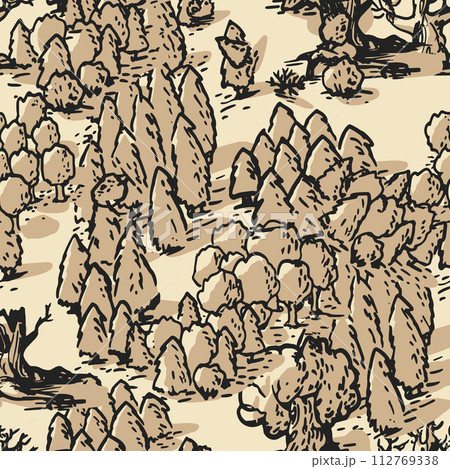 Seamless pattern. Forest top view. Park view from above. 112769338