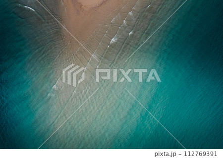 Beach and sea in the evening, high angle view 112769391