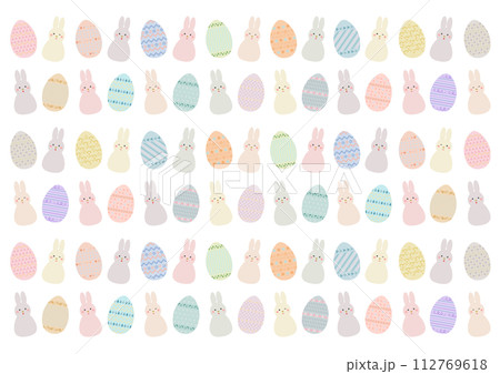 イースターエッグとイースターバニー模様の背景イラスト イースターエッグとイースターバニー模様の背景イラスト 112769618