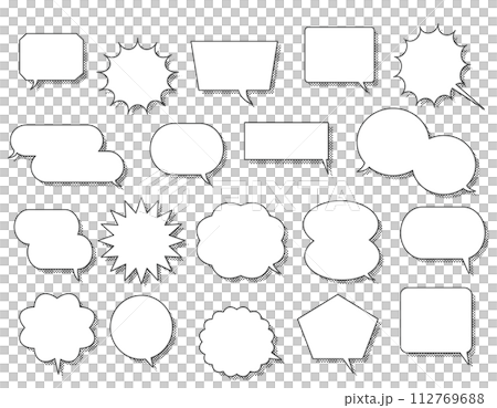 Speech bubble set with dot pattern shadows 112769688