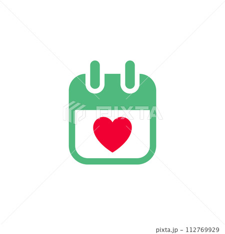 Calendar icon or Valentines day symbol, holiday sign designed for celebration, vector trendy modern style Calendar icon or Valentines day symbol, holiday sign designed for celebration, vector trendy modern style 112769929