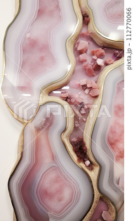 Golden silver pink and white texture. Polished stone wall with an exquisite natural pattern. Wallpaper design 112770066