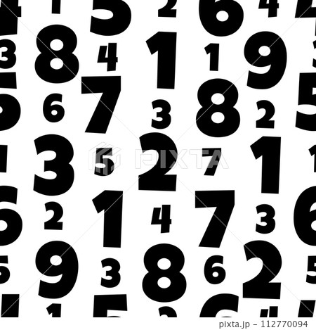 Vector seamless pattern with black numbers on a white background 112770094