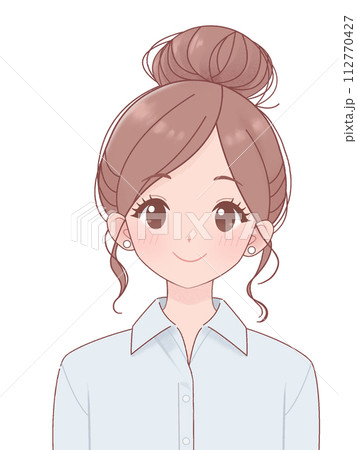 髪色自由な職場の女性 イラスト 112770427