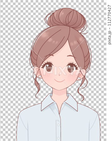髪色自由な職場の女性 イラスト 112770427