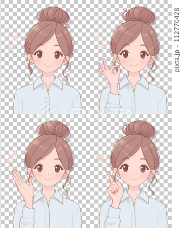 髮型無刺釘職場女性姿勢套裝圖 112770428