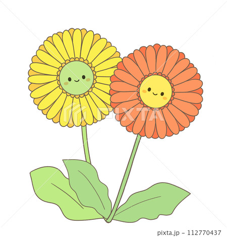 顔つきのかわいいガーベラのイラスト 顔つきのかわいいガーベラのイラスト 112770437