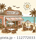 海の見えるカフェのイラスト 112772033