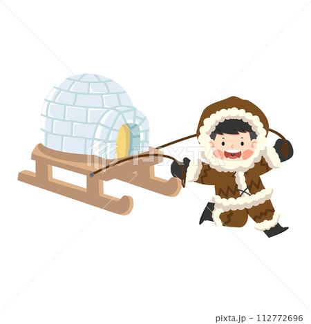 Eskimo Construction of  igloos vector 112772696