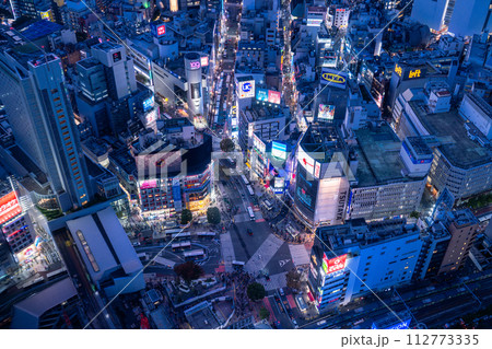《東京都》渋谷の中心を見下ろす・都市夜景 112773335