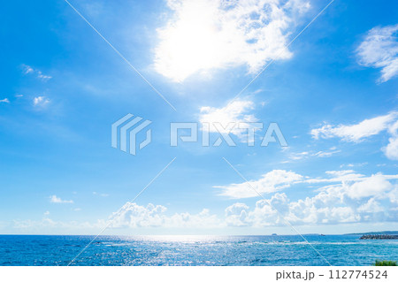 【沖縄県】青い海と空 112774524