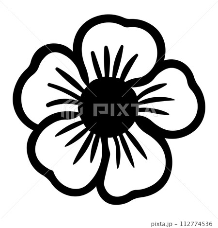 black vector poppy icon on white background black vector poppy icon on white background 112774536