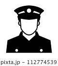 black vector policeman icon on white background 112774539