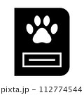 black vector pet passport icon on white background 112774544