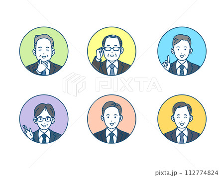 中年会社員の男性イラストセット 中年会社員の男性イラストセット 112774824