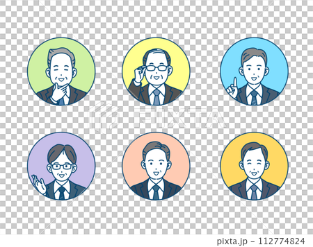 中年会社員の男性イラストセット 中年会社員の男性イラストセット 112774824