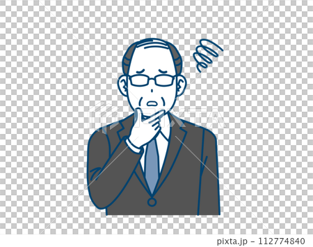 Illustration of a middle-aged office worker with a troubled expression Illustration of a middle-aged office worker with a troubled expression 112774840