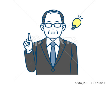 アイデアを閃く中年会社員の男性のイラスト 112774844
