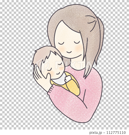 Mom hugging her baby (pastel) 112775110