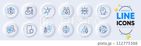 Family questions, Air fan and Check investment line icons for web app. Pack of Chemical formula, Voicemail, Transform pictogram icons. Employee result, Startup, Dao signs. Stress. Vector 112775308