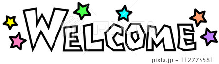 カラフルな文字で歓迎するWELCOMEの英語イラスト 112775581