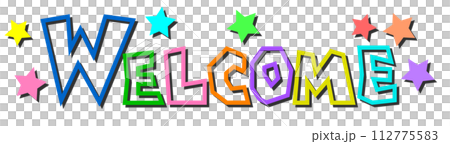 カラフルな文字で歓迎するWELCOMEの英語イラスト 112775583
