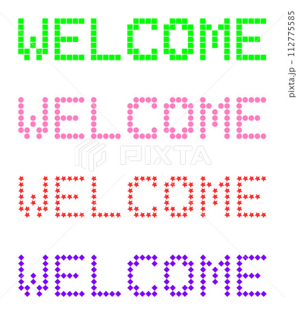 カラフルな文字で歓迎するWELCOMEの英語イラスト カラフルな文字で歓迎するWELCOMEの英語イラスト 112775585