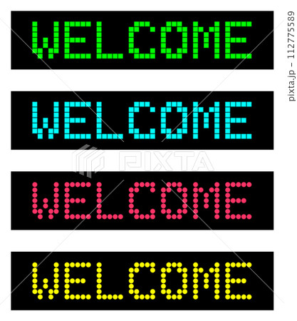 カラフルな文字で歓迎するWELCOMEの英語イラスト カラフルな文字で歓迎するWELCOMEの英語イラスト 112775589