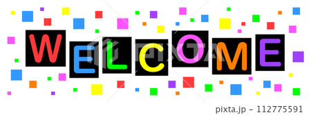 カラフルな文字で歓迎するWELCOMEの英語イラスト カラフルな文字で歓迎するWELCOMEの英語イラスト 112775591