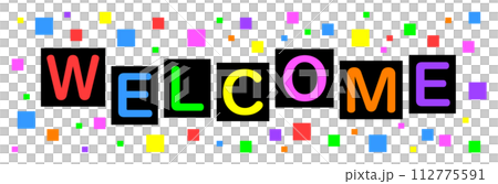 カラフルな文字で歓迎するWELCOMEの英語イラスト カラフルな文字で歓迎するWELCOMEの英語イラスト 112775591