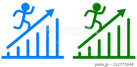 目標に向かって努力する人と棒グラフのイラスト 112775848