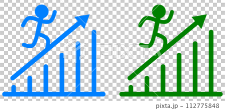 目標に向かって努力する人と棒グラフのイラスト 112775848