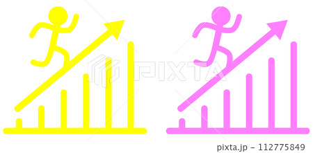 目標に向かって努力する人と棒グラフのイラスト 112775849