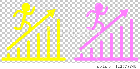 Illustration of a bar graph with a person striving towards a goal Illustration of a bar graph with a person striving towards a goal 112775849
