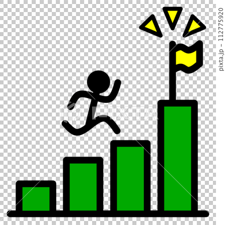 Illustration of a bar graph of goals by aggregating increasing data 112775920
