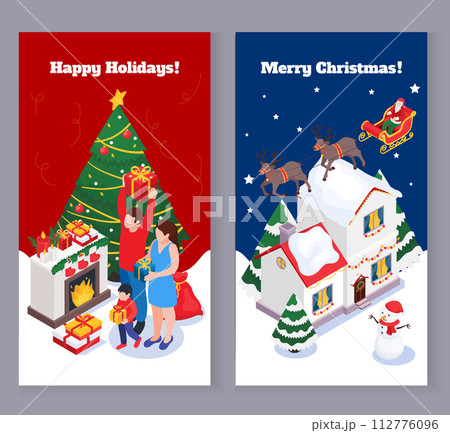 Isometric Christmas scene vertical banner template 112776096