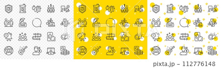 Outline Fake news, Salary and Inspect line icons pack for web with Online warning, Discrimination, Eye detect line icon. Survey progress, Guitar, Cyber attack pictogram icon. Vector Outline Fake news, Salary and Inspect line icons pack for web with Online warning, Discrimination, Eye detect line icon. Survey progress, Guitar, Cyber attack pictogram icon. Vector 112776148