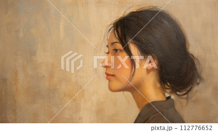 女性の横顔の油絵_1のイラスト素材 [112776652] - PIXTA