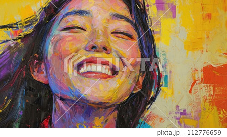 お得な情報満載 笑顔の女性の油絵_2のイラスト素材 PIXTA - [112776659] 絵画