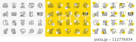 Outline Yoga balance, Bicycle lockers and Fishing float line icons pack for web with Winner cup, Leadership, Fisherman line icon. Basketball, Target goal, Arena stadium pictogram icon. Vector Outline Yoga balance, Bicycle lockers and Fishing float line icons pack for web with Winner cup, Leadership, Fisherman line icon. Basketball, Target goal, Arena stadium pictogram icon. Vector 112776934
