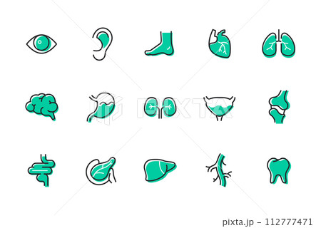 Human organs - set of line design style icons Human organs - set of line design style icons 112777471