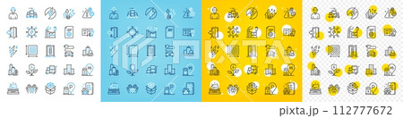 Vector icons set of Factory, Square area and Hold box line icons pack for web with Inspect, Warning, Eco power outline icon. Car charge, Petrol station, Typewriter pictogram. Vector Vector icons set of Factory, Square area and Hold box line icons pack for web with Inspect, Warning, Eco power outline icon. Car charge, Petrol station, Typewriter pictogram. Vector 112777672