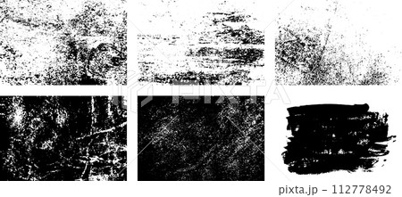 Black and white grunge. Distress overlay texture. Abstract surface dust and rough dirty wall background concept. Distress illustration simply place over object to create grunge effect. Vector EPS10. 112778492