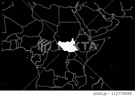 South Sudan map africa black background 112778698