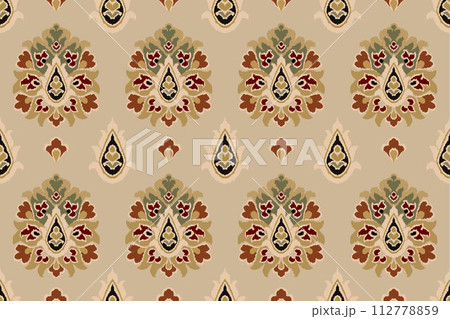 Ikat tribal Indian seamless pattern. Ethnic Aztec fabric carpet mandala ornament native boho chevron textile.Geometric African American oriental traditional vector illustrations. Embroidery style. Ikat tribal Indian seamless pattern. Ethnic Aztec fabric carpet mandala ornament native boho chevron textile.Geometric African American oriental traditional vector illustrations. Embroidery style. 112778859