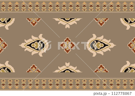 Ikat tribal Indian seamless pattern. Ethnic Aztec fabric carpet mandala ornament native boho chevron textile.Geometric African American oriental traditional vector illustrations. Embroidery style. Ikat tribal Indian seamless pattern. Ethnic Aztec fabric carpet mandala ornament native boho chevron textile.Geometric African American oriental traditional vector illustrations. Embroidery style. 112778867
