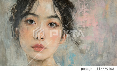 真剣な表情の女性の油絵_2のイラスト素材 [112779108] - PIXTA